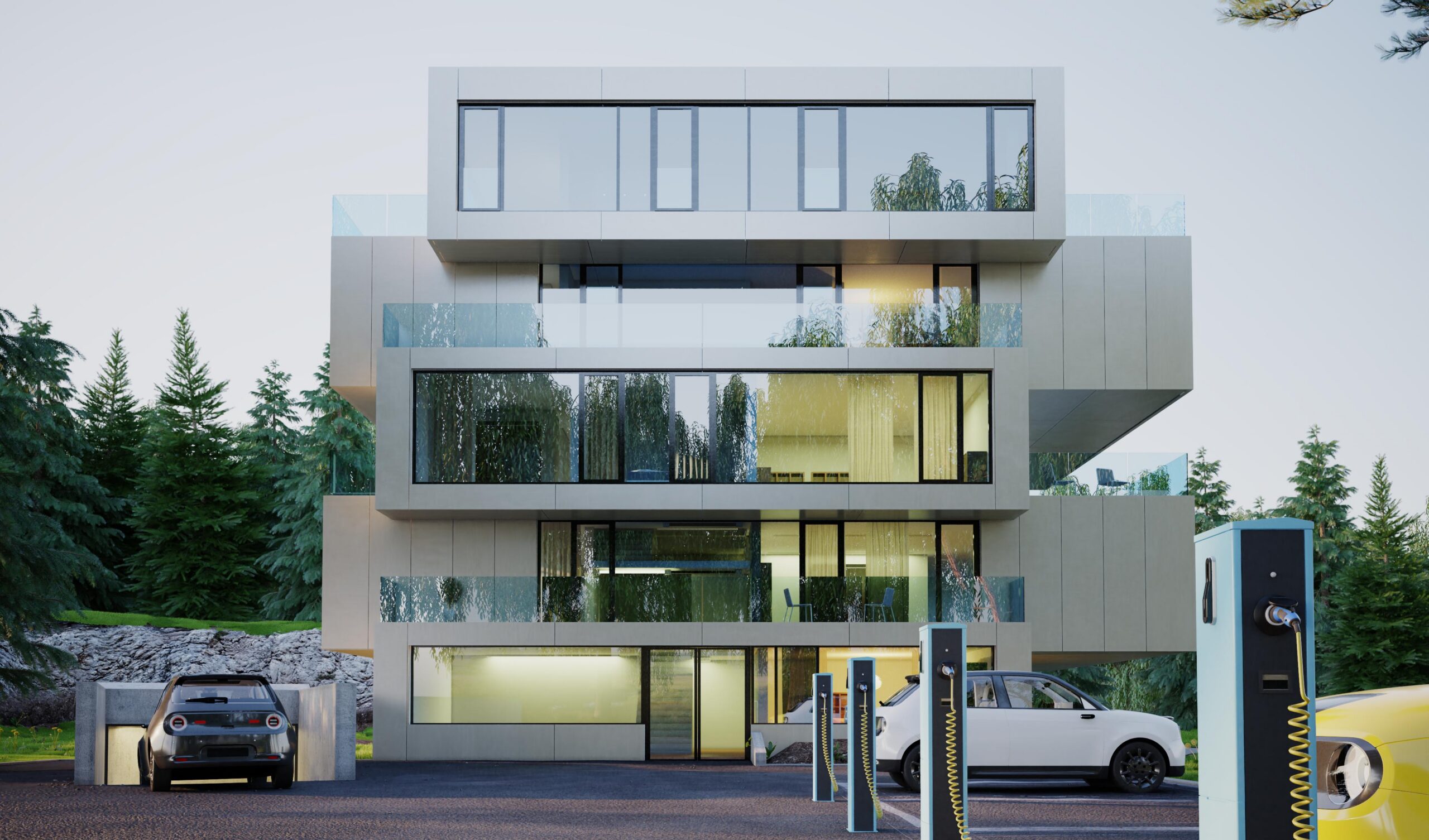 3d-voiture-electrique-et-batiment