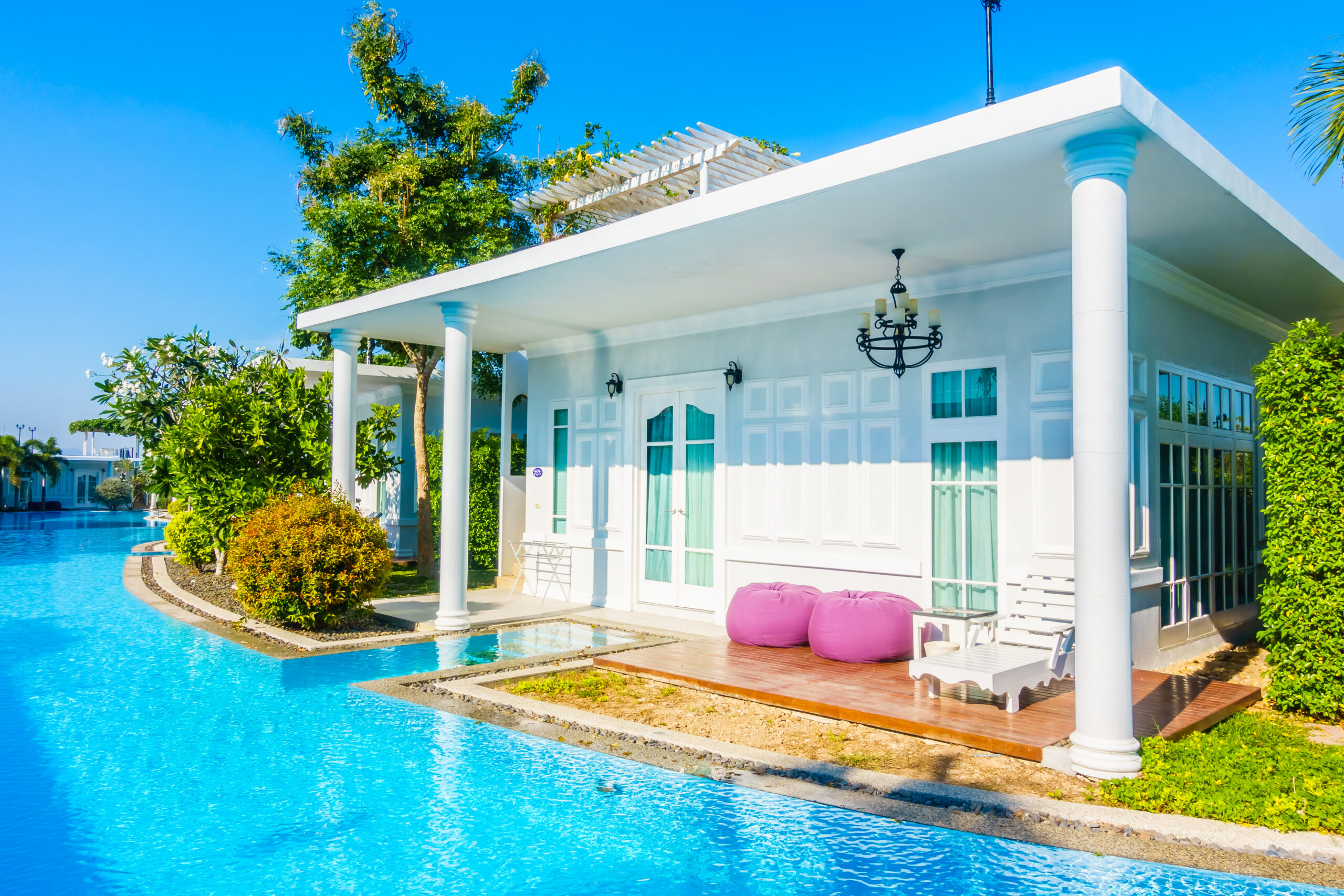Beautiful luxury outdoor swimming pool in hotel pool resort - Boost up Color Processing